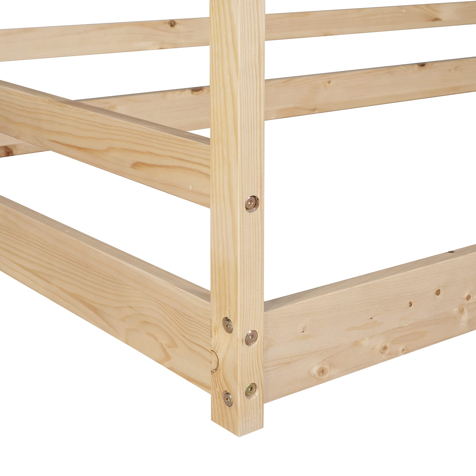 **Kids House Bed Twin Size with Roof - Wooden Bed Frame for Toddlers, Teens, Boys & Girls - Easy Assembly (Natural) - Perfect for Bedrooms, Playrooms & Sleepovers**