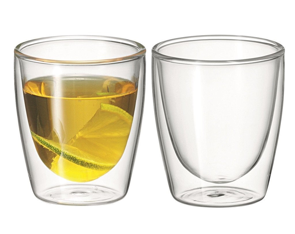 Avanti Caffe Twin Wall Insulated Coffee Glasses 150ml (Set of 2) - Perfect for Espresso, Latte & Hot Beverages at Home or Cafe