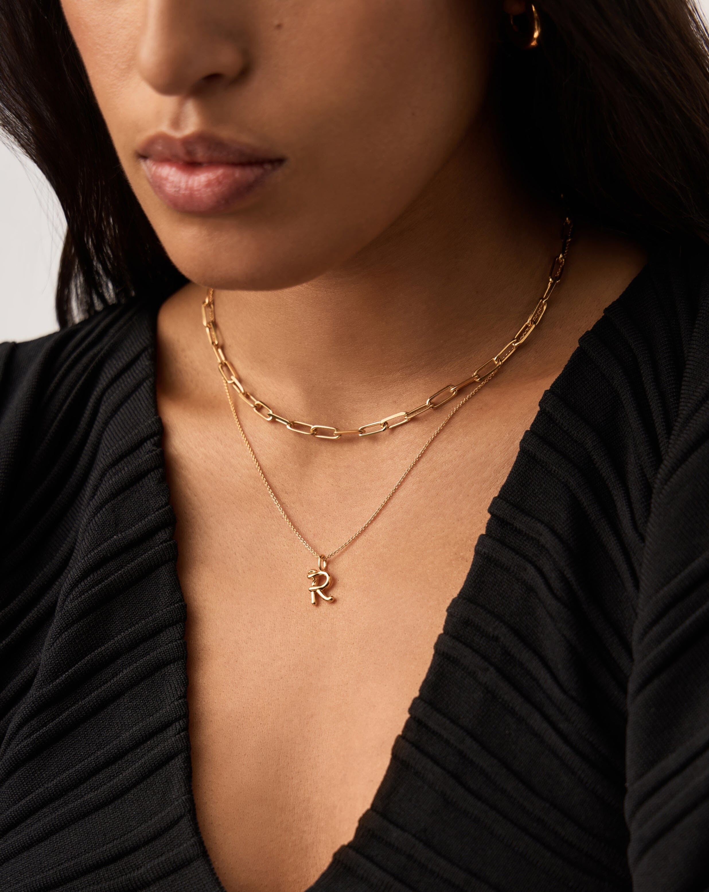 Curly Molten Mini Initial Necklace in 18k Gold Vermeil - Personalized Name Jewelry for Women, Dainty Layering Necklace for Everyday Wear, Gift for Her