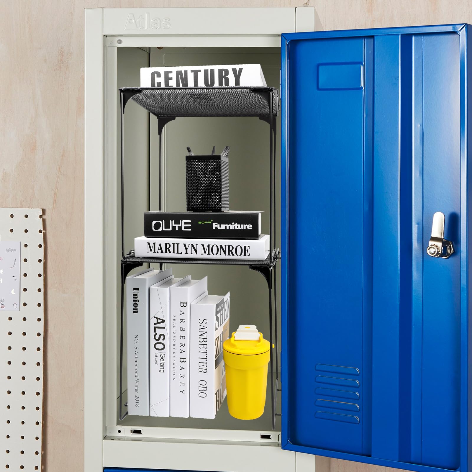 Stackable Locker Organizer Shelf - Extra Storage Shelf for School Lockers, Cabinets & Home Organization (Black) - Perfect for School Supplies, Office Essentials & Home Storage Solutions