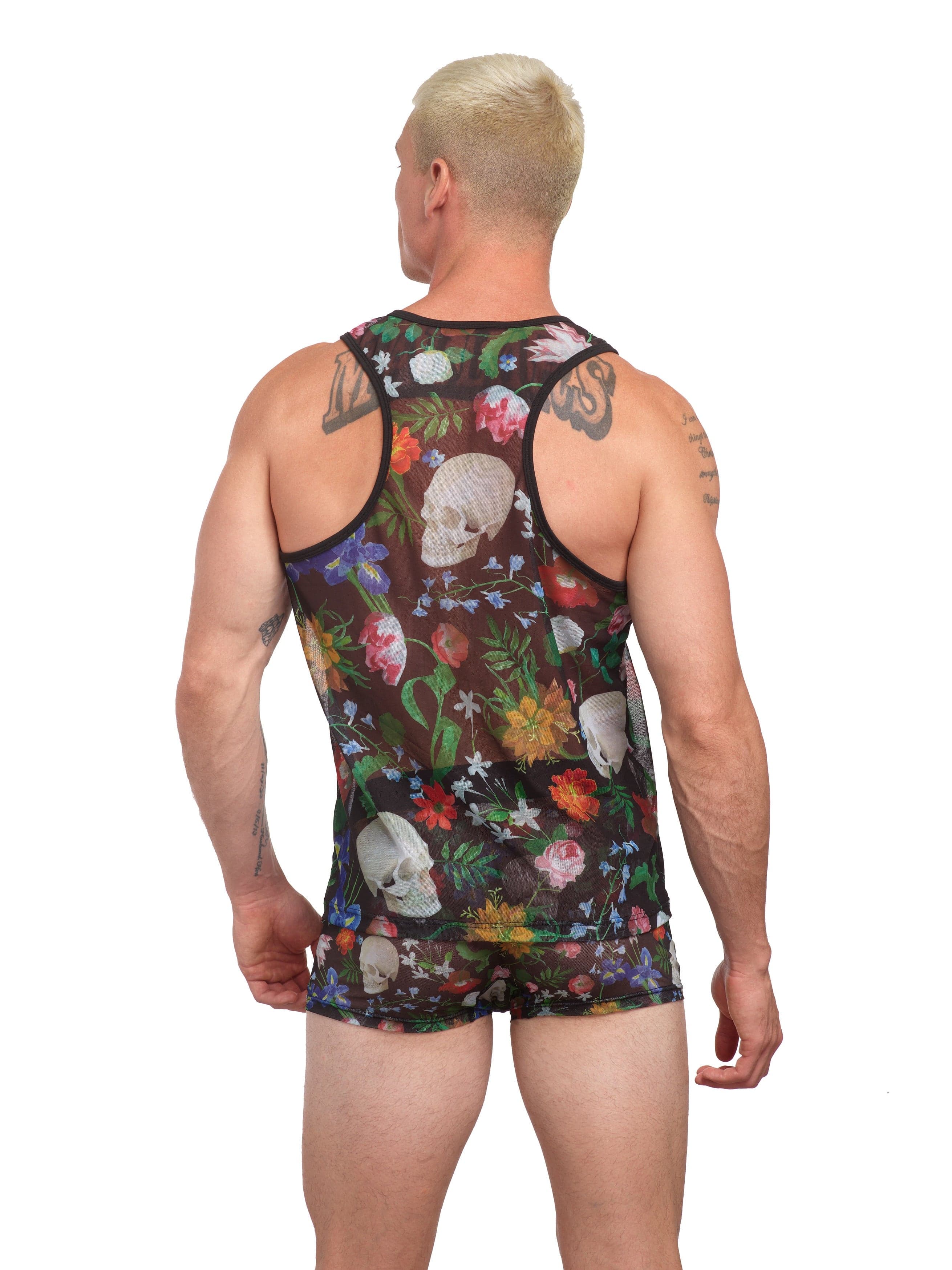 Dutch Floral Mesh Tank Top - Breathable Summer Women's T-Shirt for Casual Wear & Beach Outfits