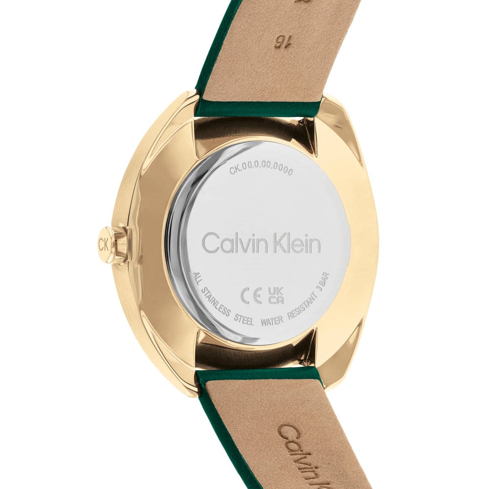 Calvin Klein Women's Watch with Green Dial & Genuine Leather Strap - Model 25200273 | Elegant Fashion Accessory for Office, Date Night & Special Occasions