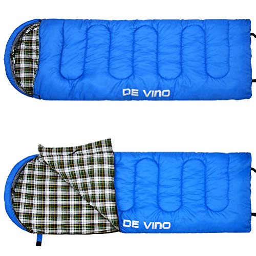 3 Season Flannel Lining Sleeping Bag for Adults - Extra Long Warm Envelope Design for Camping, Hiking & Indoor/Outdoor Use | Perfect for Festivals, Backpacking and Family Sleepovers
