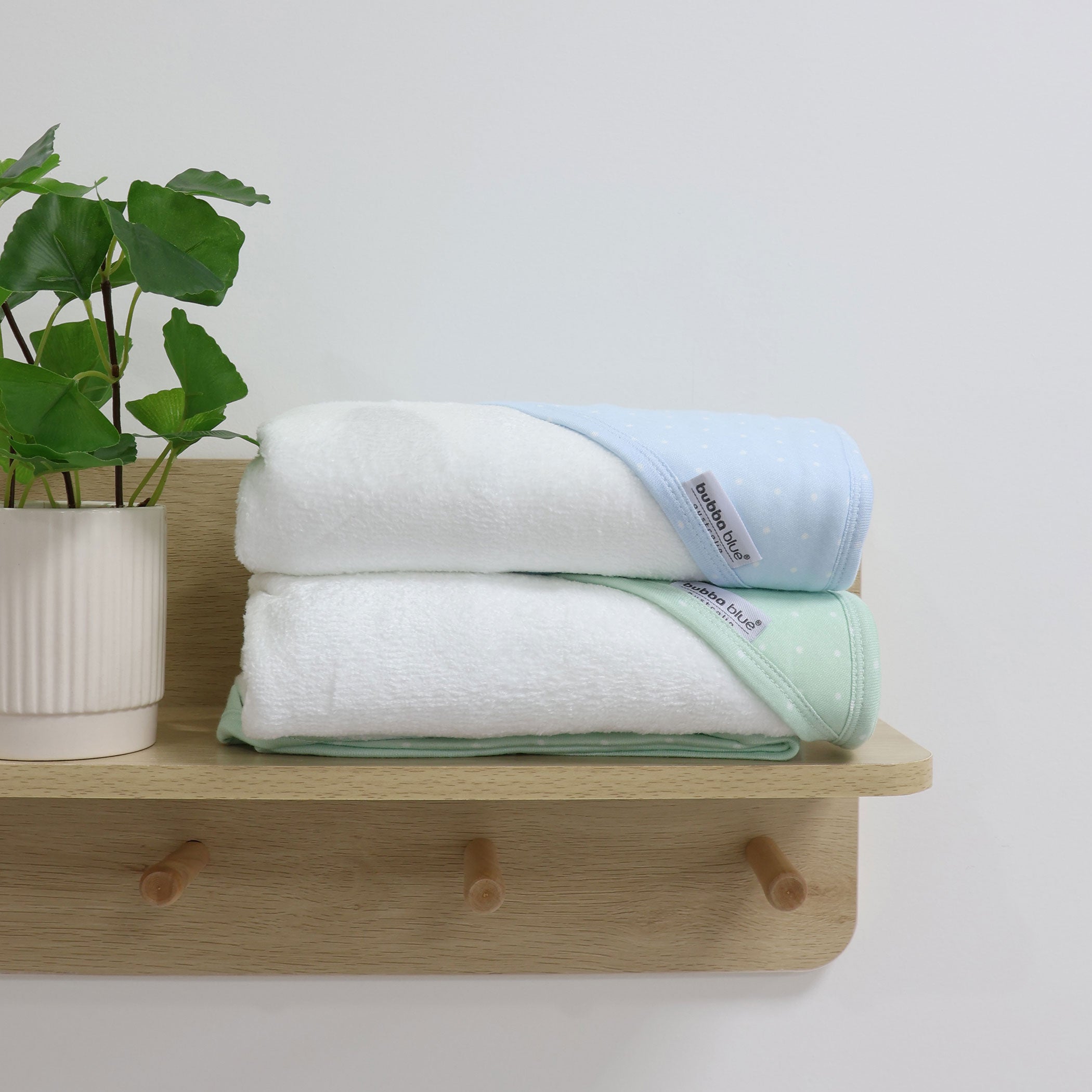 2-Pack Blue and Sage Hooded Towels for Kids - Soft and Absorbent Baby Bath Towels for Swimming, Beach, and Pool Use
