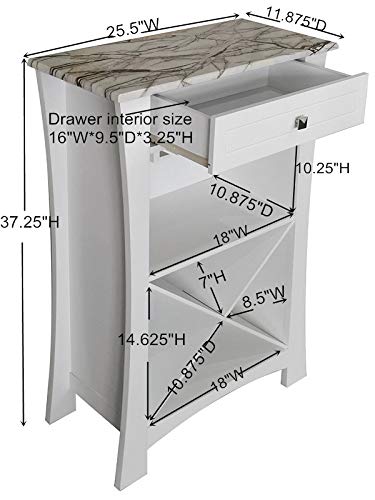 Hiland White Bar Cabinet with Wine Storage, Glass Holders & Drawer - Perfect for Home Bar, Dining Room or Kitchen Organization