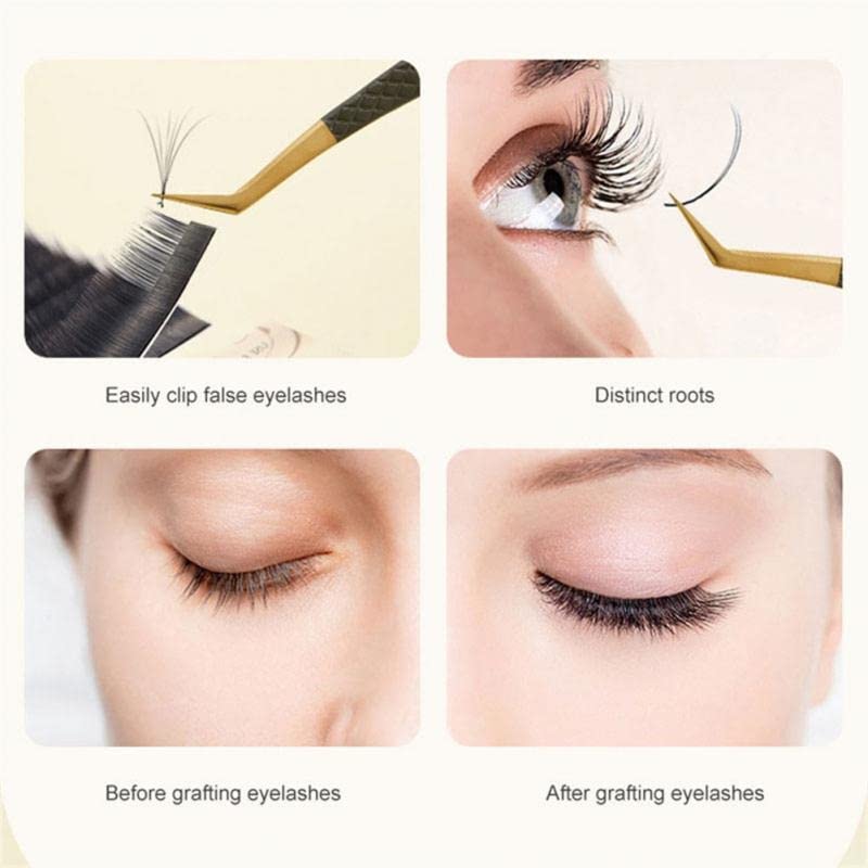 Professional Stainless Steel Volume Eyelash Tweezers - Curved Slant Tip for Individual & Strip Lash Extensions - Perfect for Salon, Home Use & DIY Beauty (2 Pack)