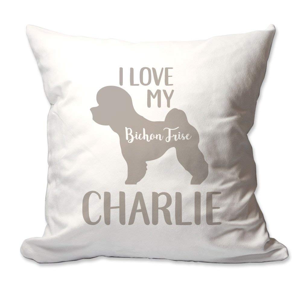 Personalized I Love My Bichon Frise Throw Pillow Cover - 17x17 Inch Decorative Dog Lover Pillow Case - Soft Polyester Fabric - No Insert Included - Perfect for Living Room, Bedroom, or Pet Lover Gift
