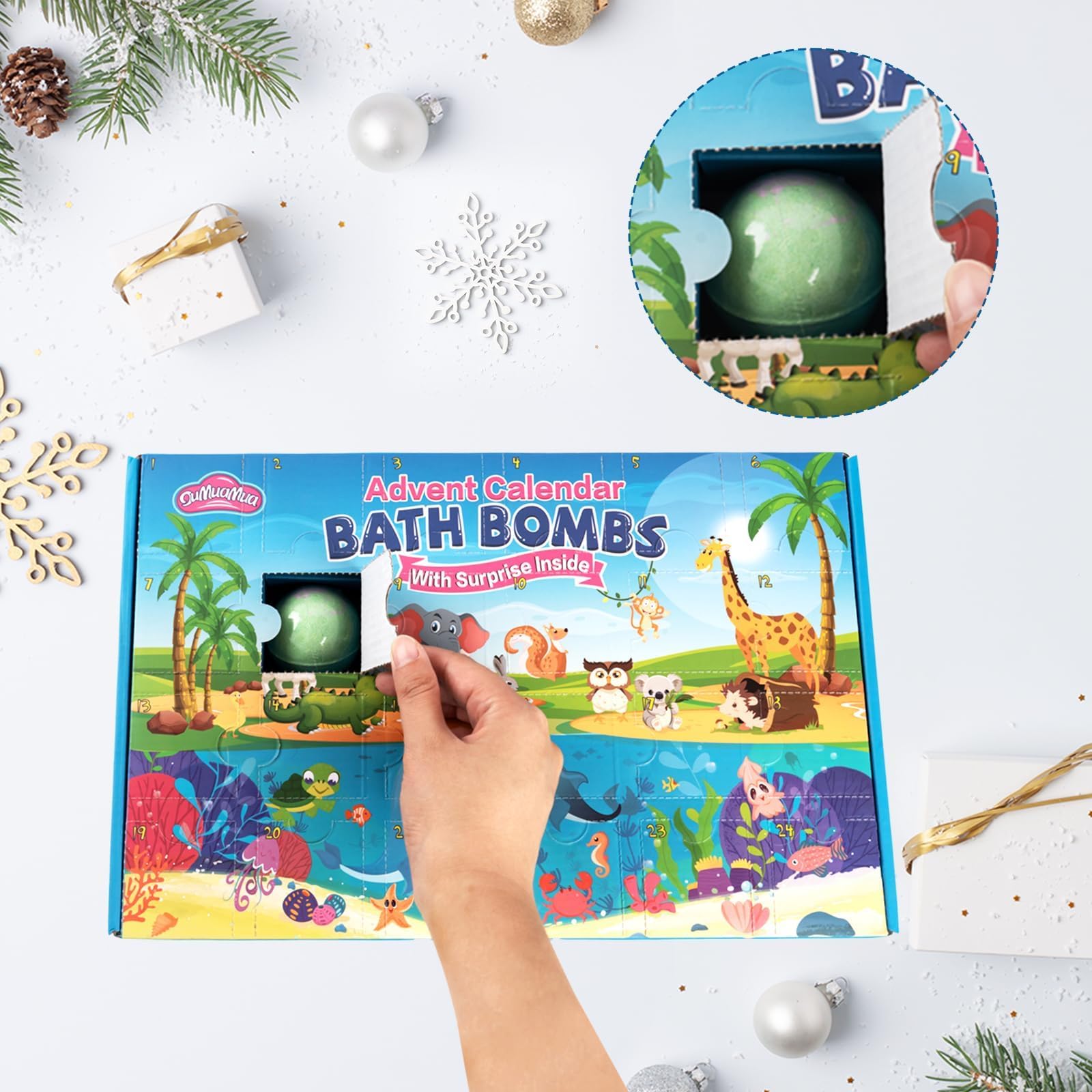 2024 Kids Bath Bombs Advent Calendar with Animal Toys - Christmas & Birthday Gift