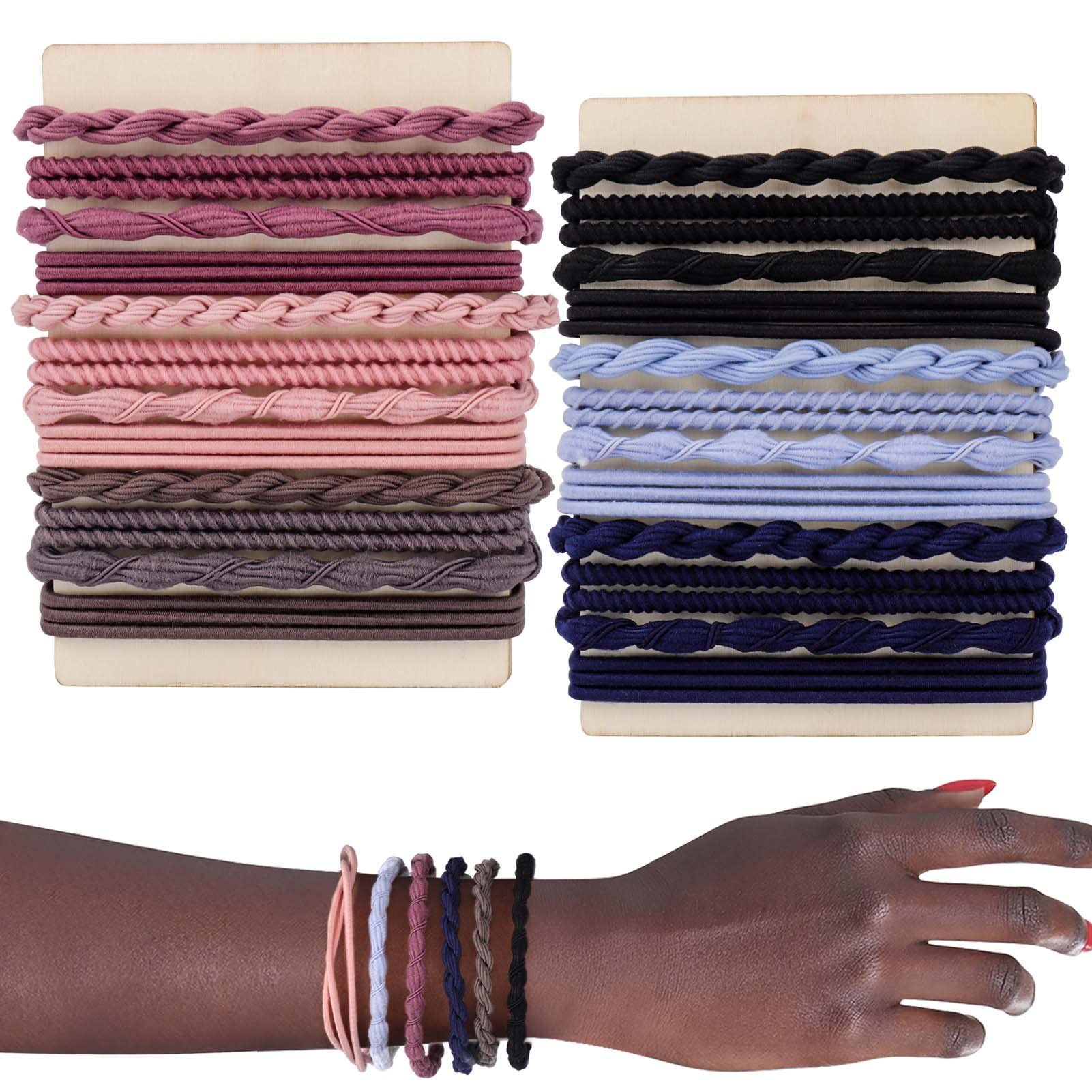 AIERSA 48 Pcs No Damage Hair Ties for Women - Soft Boho Hair Elastics for Thick & Thin Hair, Anti-Breakage Ponytail Holders, Tangle-Free Hair Bands Bulk (Perfect for Workouts, Yoga, Office & Everyday Styling)