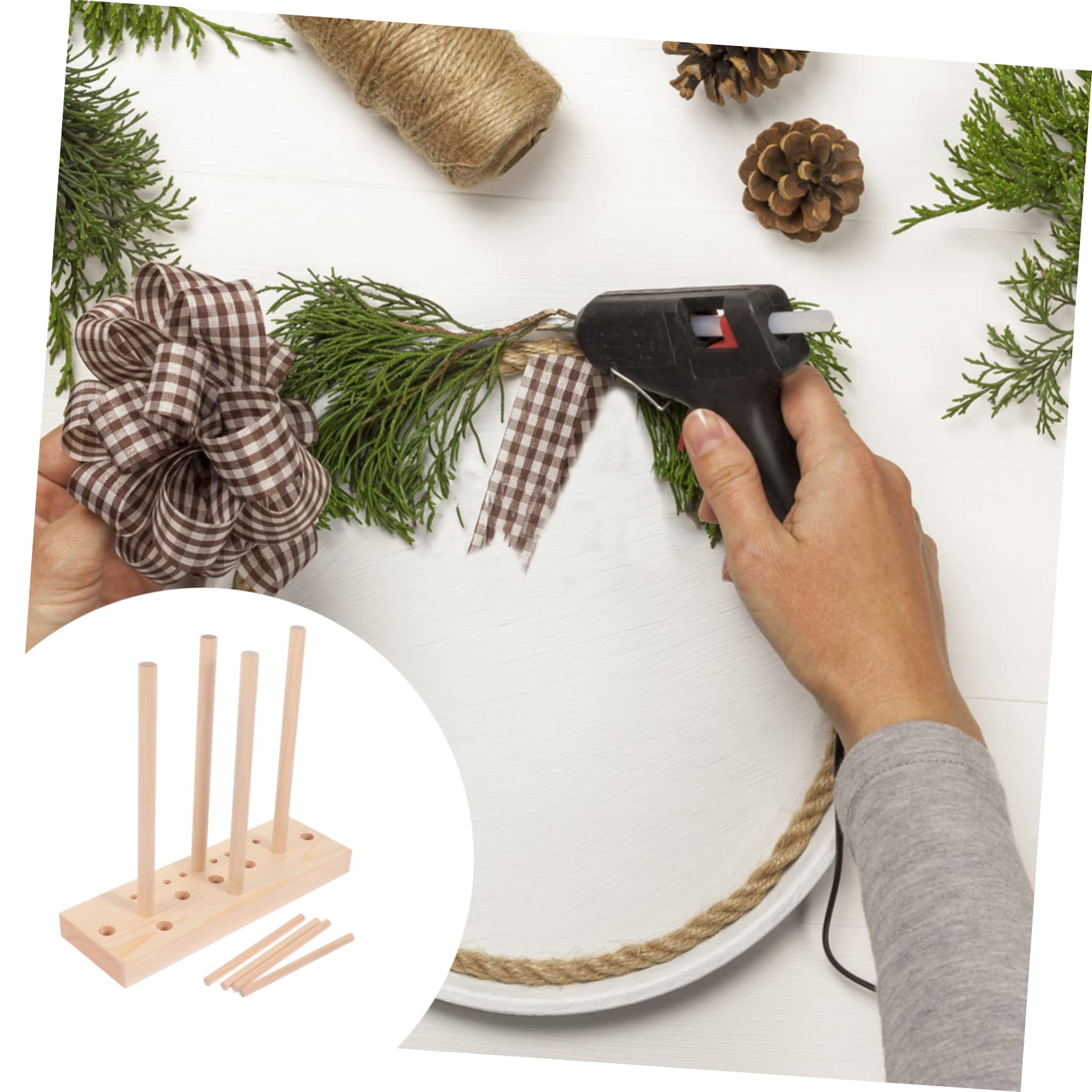 Ibasenice Wooden Wreath Bow Maker - Adjustable Length Multi-functional Ribbon Bowknot Maker for DIY Crafts, Gift Wrapping & Home Decor - Portable & Easy to Use for Christmas, Weddings & Party Decorations