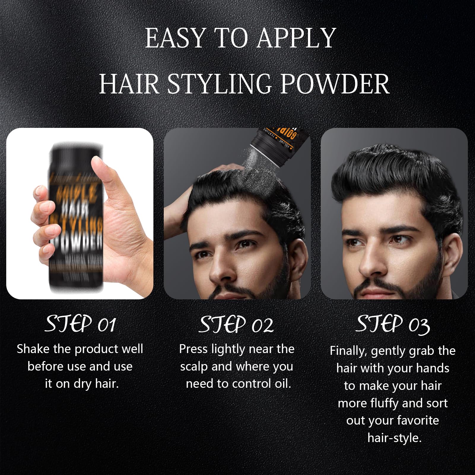 Natural Volumizing & Texturizing Hair Powder for Men - 1.05oz Lightweight Styling Powder with Flexible Hold, No Oil, Grease or Residue - Perfect for Everyday Styling, Messy Looks and Adding Volume to Thin Hair