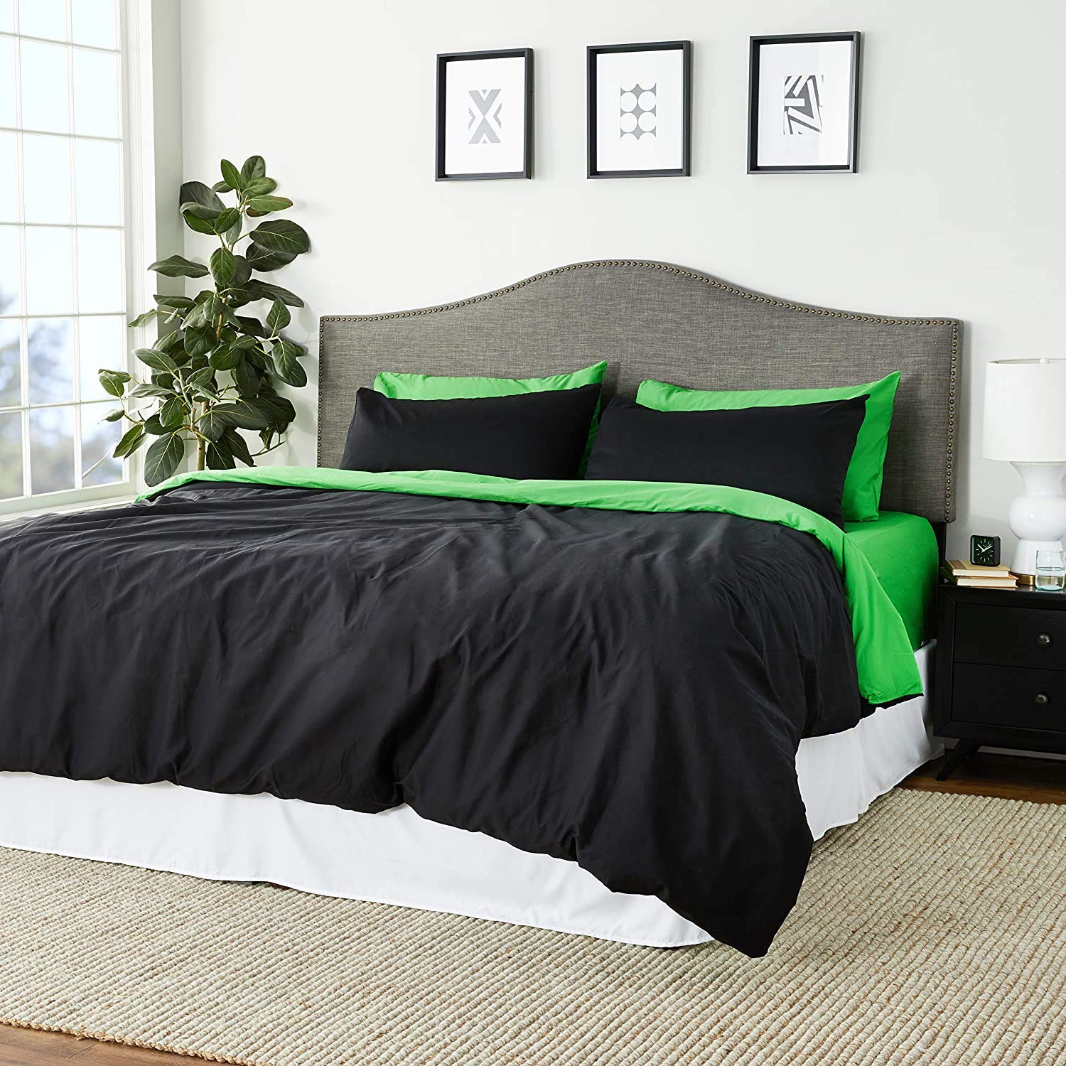 Tache Home Fashion DUALColorGreen-C California King Size Bedding Set - Soft & Breathable Green Luxury Bed Sheets - Perfect for Master Bedroom, Guest Room & Vacation Homes