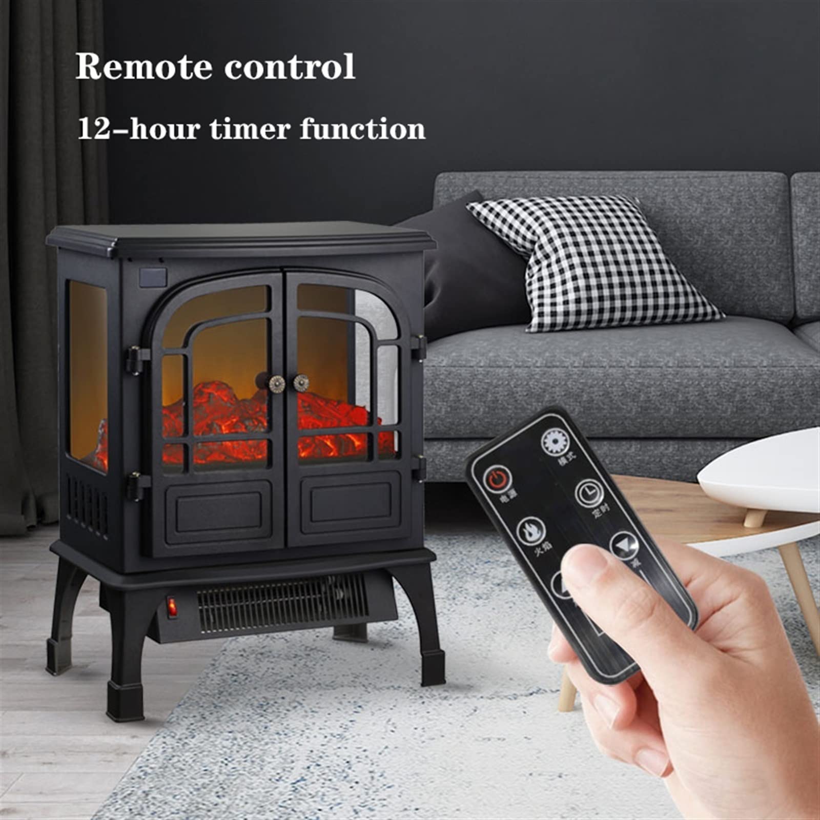 2000W Electric Fireplace Heater with Realistic LED Flames & Logs - Adjustable 2-Position, Overheat Protection, White Decorative Stove - Perfect for Living Room, Bedroom, and Office Warming