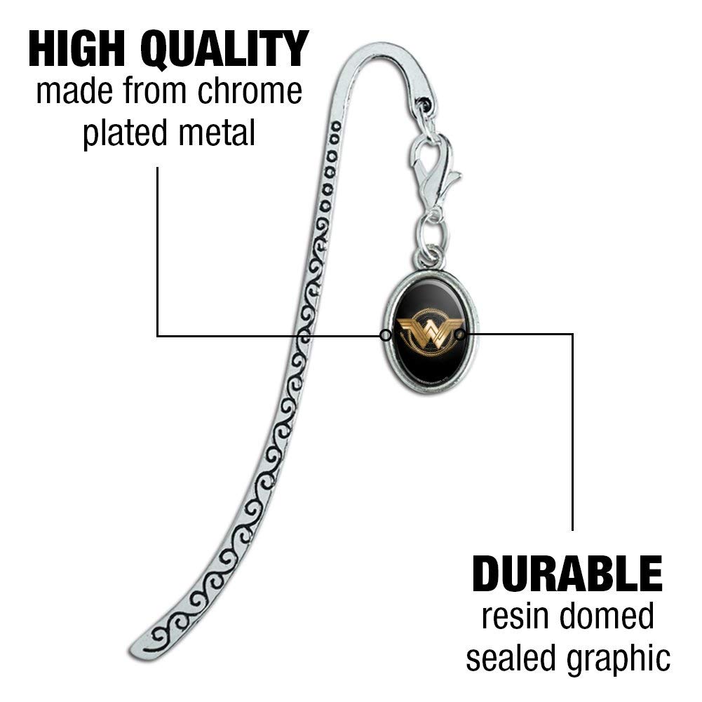 Wonder Woman Golden Lasso Logo Metal Bookmark - DC Comics Collectible Book Marker with Oval Charm - Perfect for Superhero Fans, Book Lovers & Gift Giving