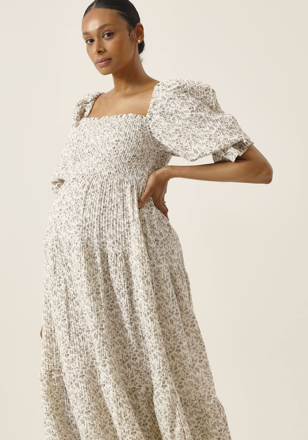 Women's Cotton Modal Kiko Maternity Dress - Floral Maxi Pregnancy Gown for Baby Shower, Nursing & Everyday Comfort | Soft Breathable Fabric for Expecting Mothers