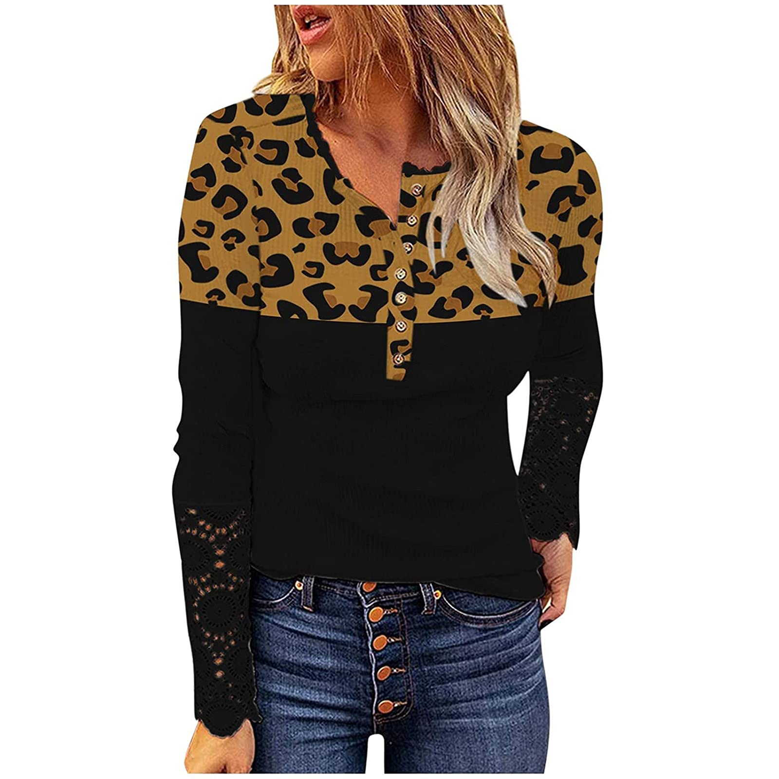 MIVAMIYA Women's Casual Long Sleeve Lace Blouse T-Shirt - Trendy Loose Pullover Top for Fall, Comfortable Plain Tunic Shirt | Perfect for Office Wear, Date Nights & Everyday Outfits