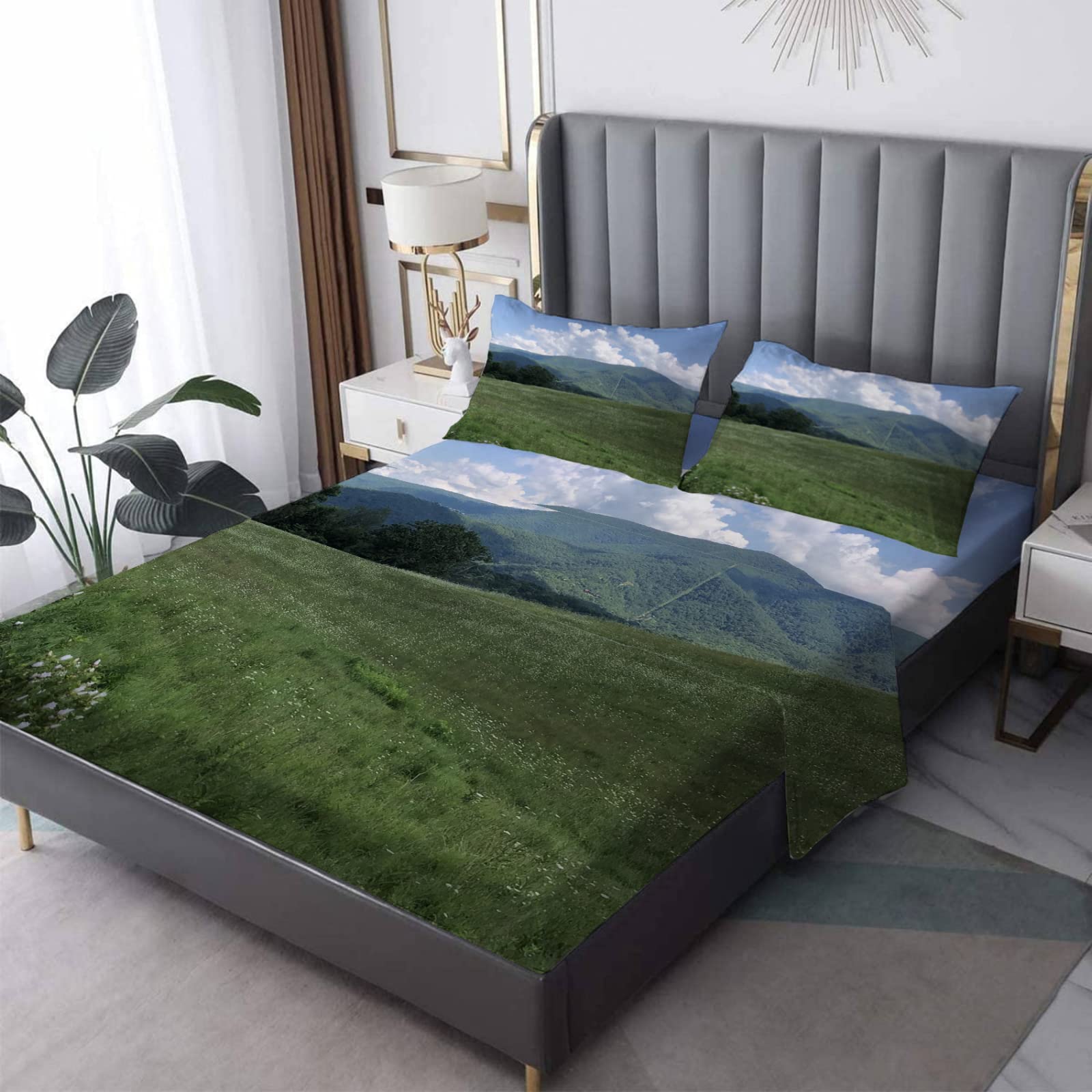 Mountain Full Size 4-Piece Sheet Set - Soft, Wrinkle-Free & Breathable for Deep Pocket Mattresses | Bedroom Comfort