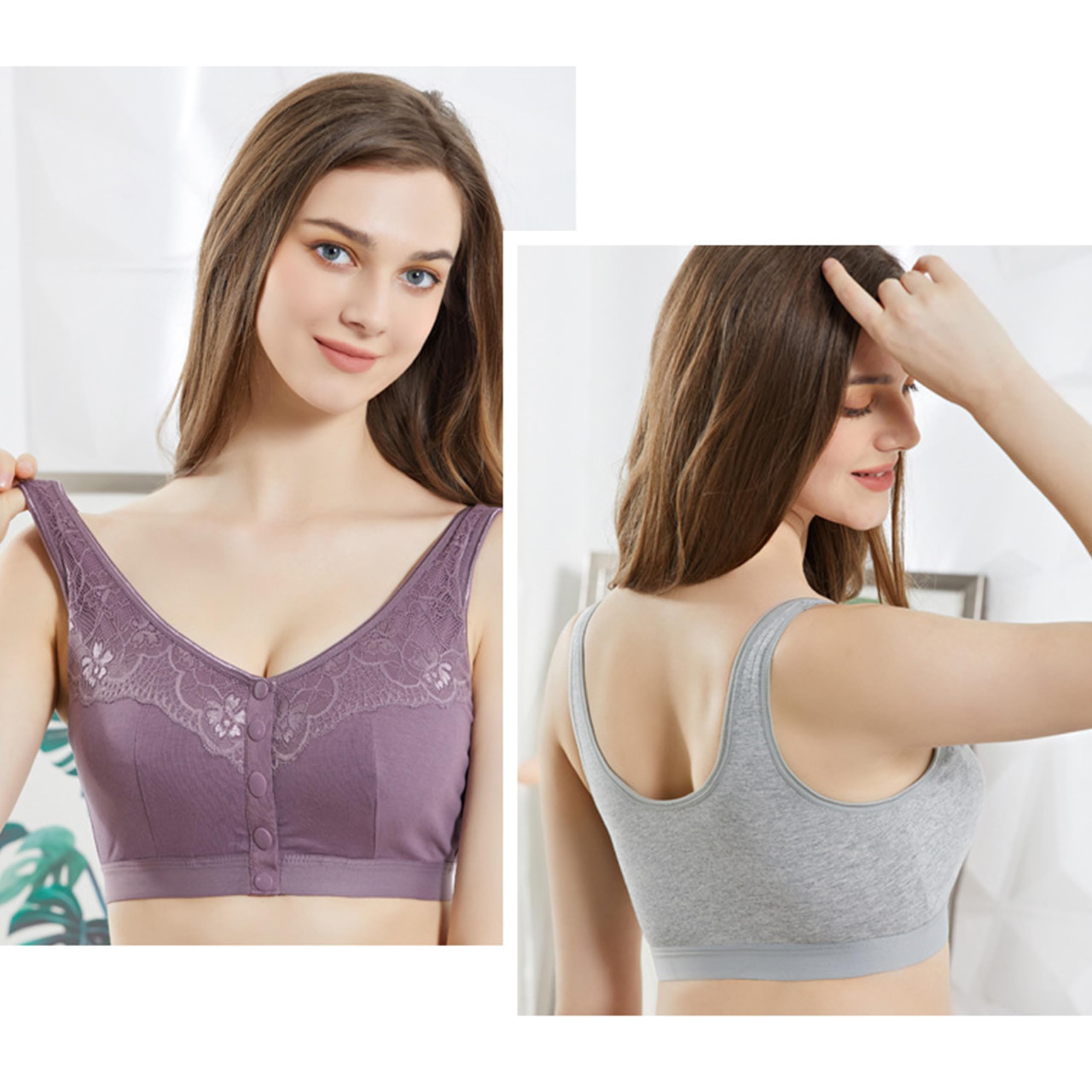 Giltpeak Post Surgery Front Closure Bra - Cotton Mastectomy Bras with Pockets, Wire-Free Comfort & Wide Shoulder Straps - Ideal for Recovery After Breast Surgery, Lumpectomy or Mastectomy