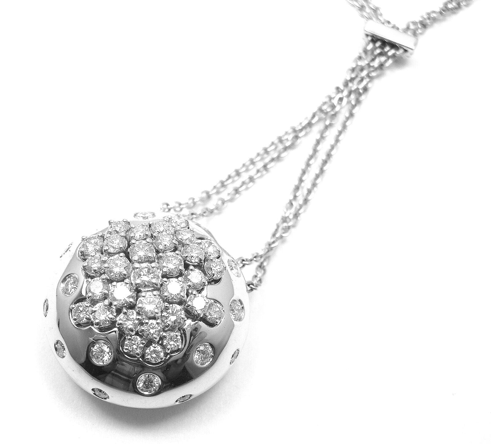 Authentic Damiani 18K White Gold Diamond Drop Cluster Pendant Necklace for Women - Elegant Jewelry Gift for Anniversary, Wedding & Special Occasions