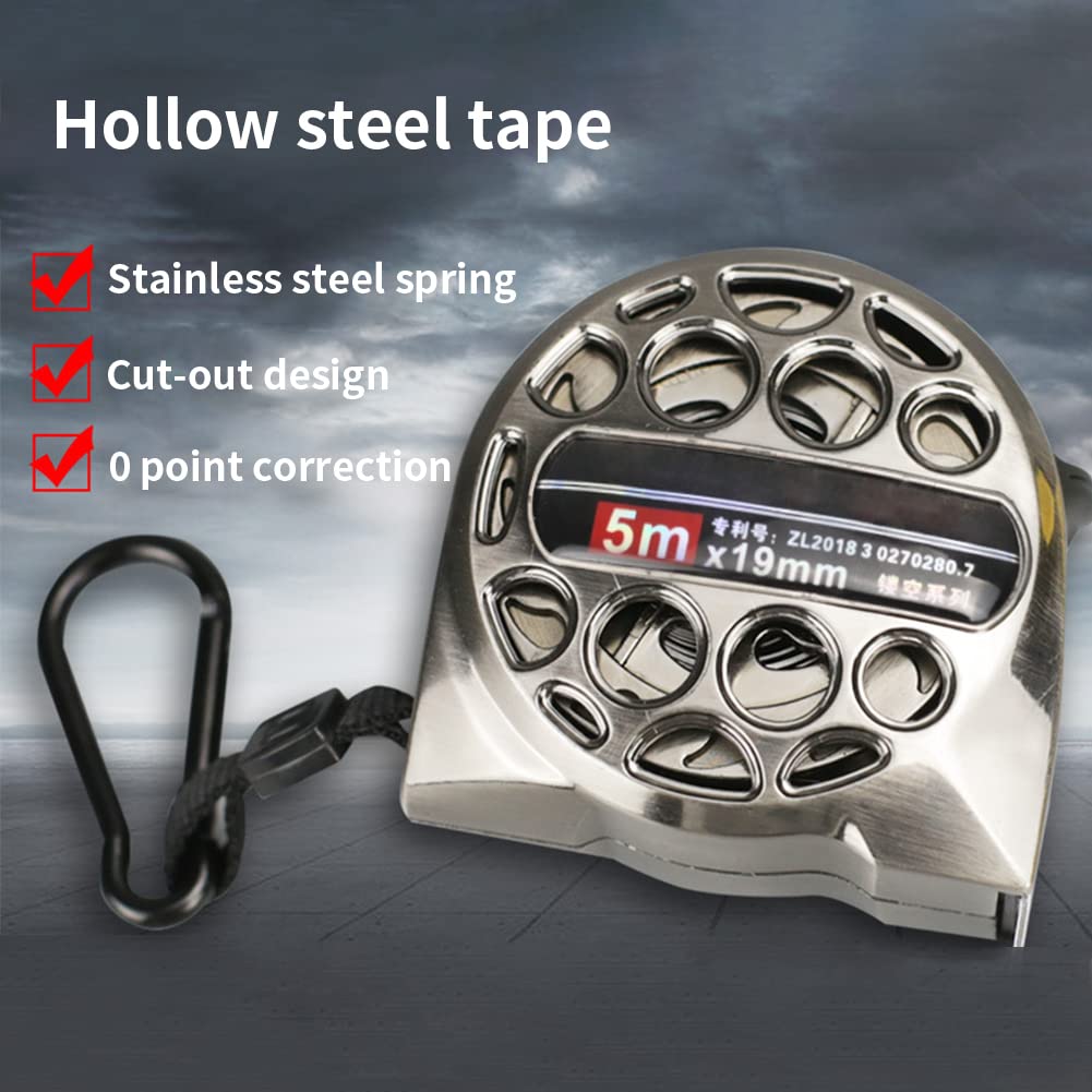 Premium 5M Auto-Lock Stainless Steel Tape Measure - Durable Hollow Metal Construction, Waterproof & Anti-Fall Design for Industrial & Home Use (Silver) | Perfect for Construction, DIY Projects, Carpentry & Home Renovations