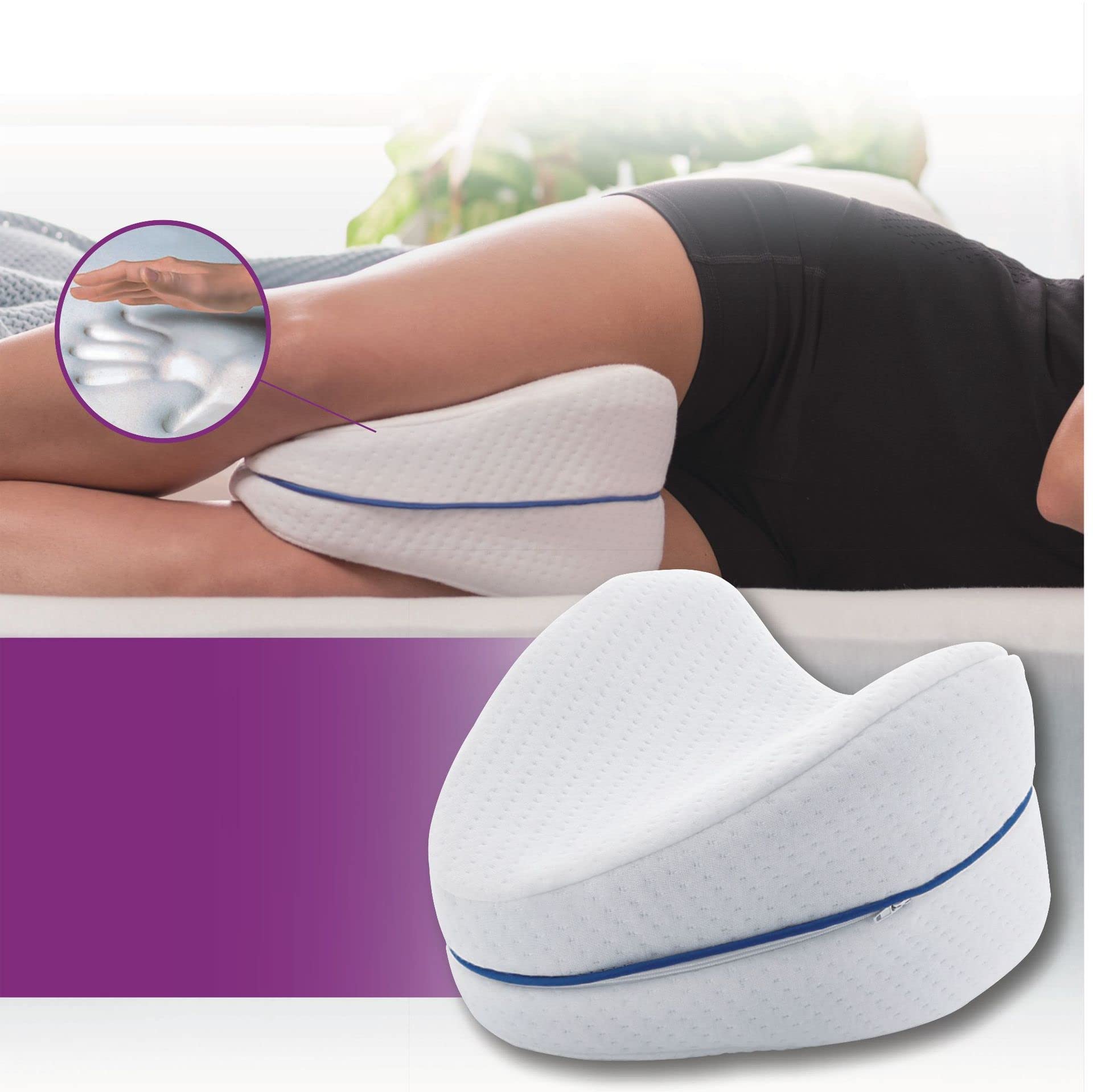 YRSHENG Leg & Knee Support Pillow - Memory Foam Body Pillow for Side Sleepers, Sciatica & Joint Pain Relief - Black | Ideal for Back, Hip & Knee Comfort During Sleep