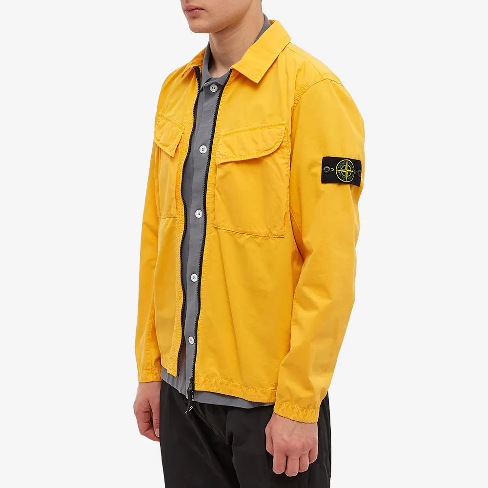 Stone Island Men's Double Pocket Zip-Up Overshirt Jacket - Lightweight Casual Shirt for Outdoor & Streetwear Fashion