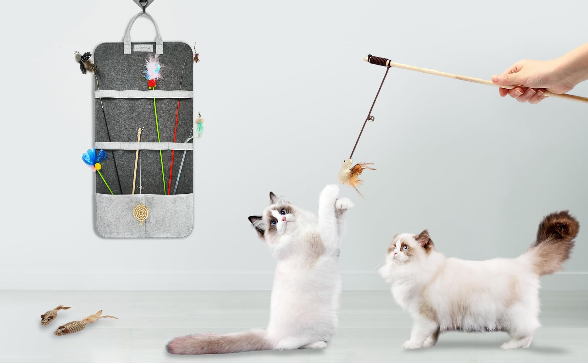 Cat Wand Toy Storage Bag - Durable Wand Toy Holder & Cat Toy Organizer for Teaser Wands | Keep Your Home Clutter-Free & Ensure Feline Safety (Dark) | Perfect for Pet Lovers & Organized Homes