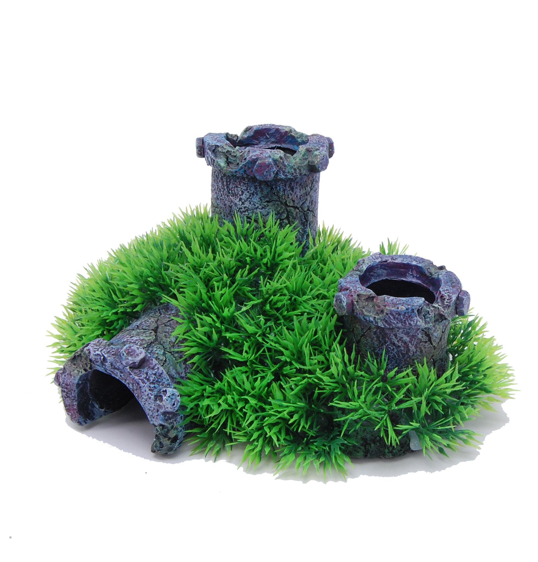 Aquatopia 3-in-1 Moss Decorated Aquarium Pipes - Perfect for Fish Tank Decoration, Shrimp Hideouts & Natural Aquatic Habitat Enhancement