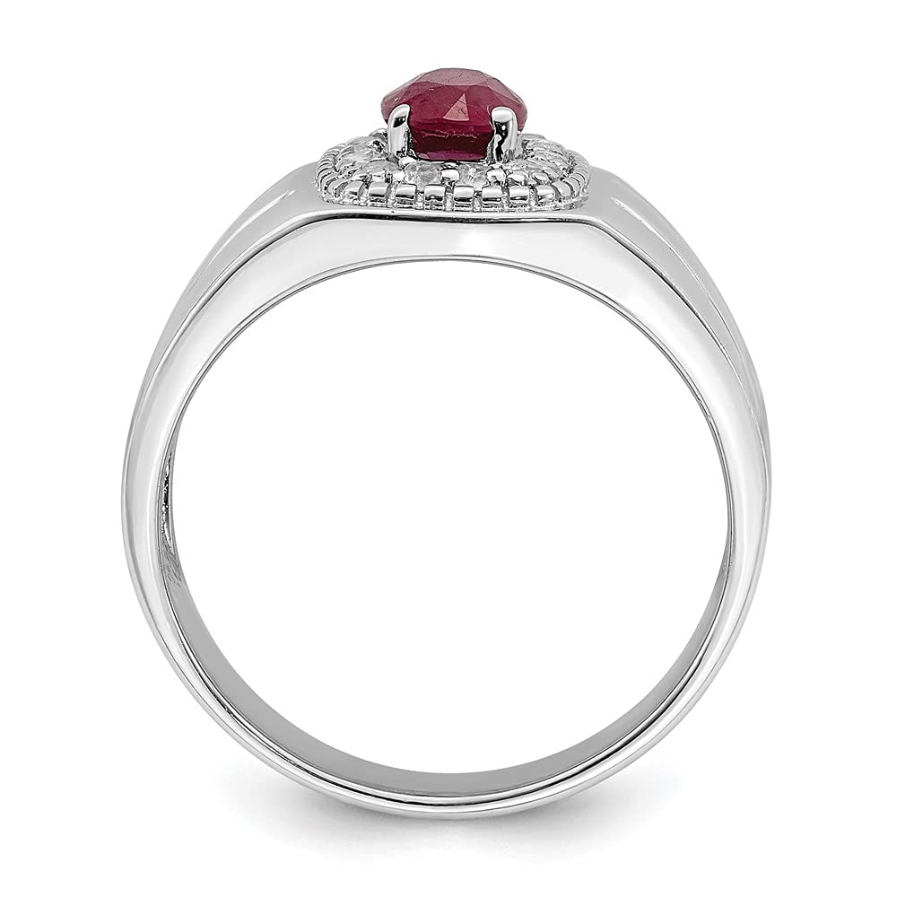 925 Sterling Silver African Ruby & White Topaz Ring for Men - Elegant Fine Jewelry Gift for Him, Wedding, Anniversary & Special Occasions