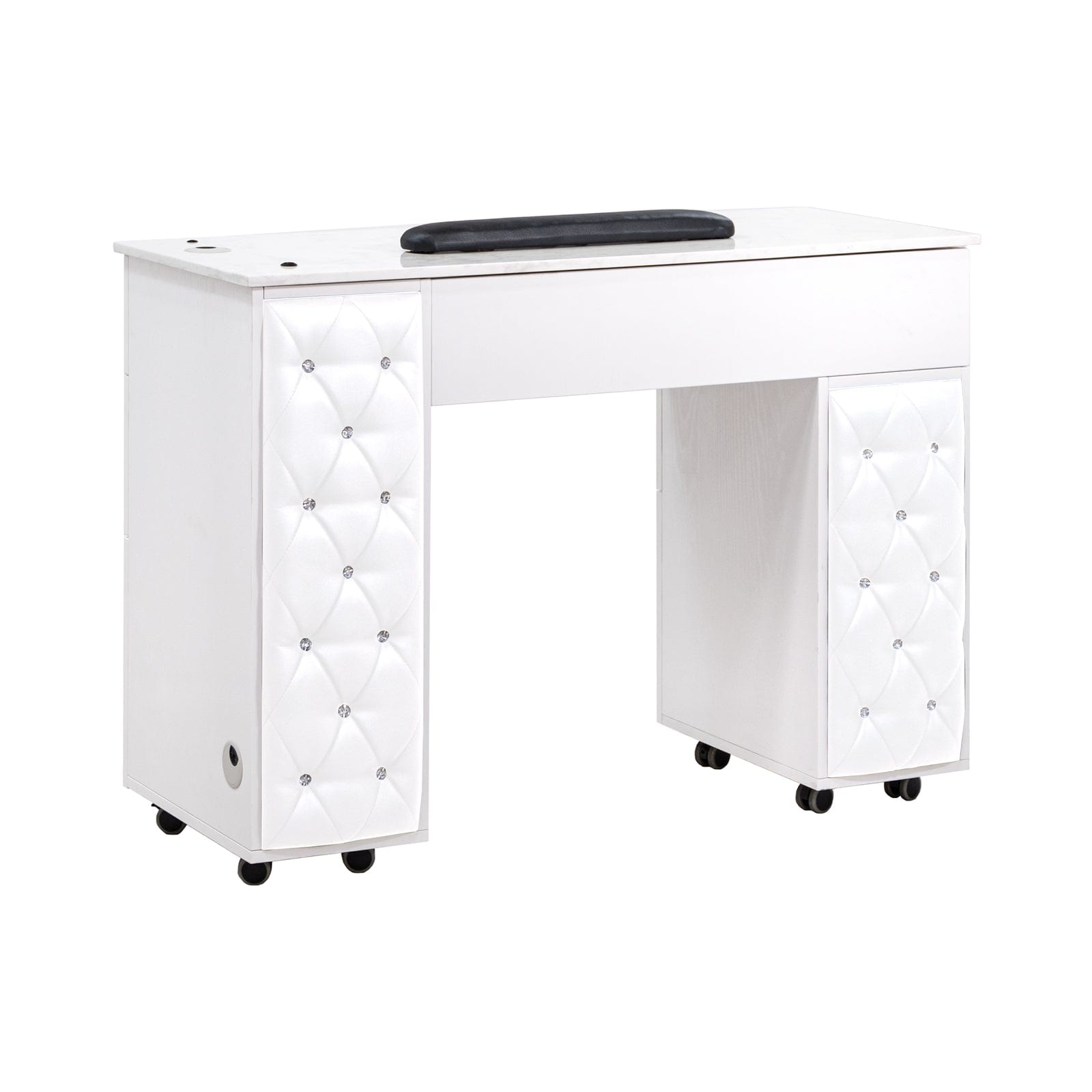 Drexel Tufted Single Manicure Table - Professional Nail Salon Furniture for Pedicure & Manicure Services - Perfect for Home Spa, Beauty Salons & Nail Studios