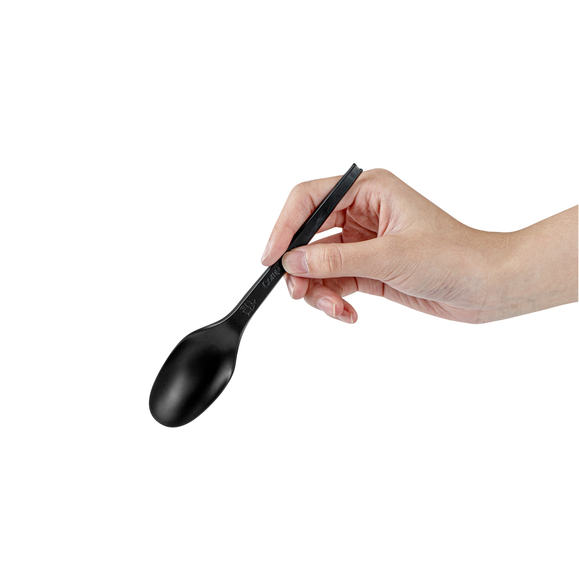 Eco-Friendly Black CPLA Plastic Spoons - Compostable, Heat Resistant (6.5
