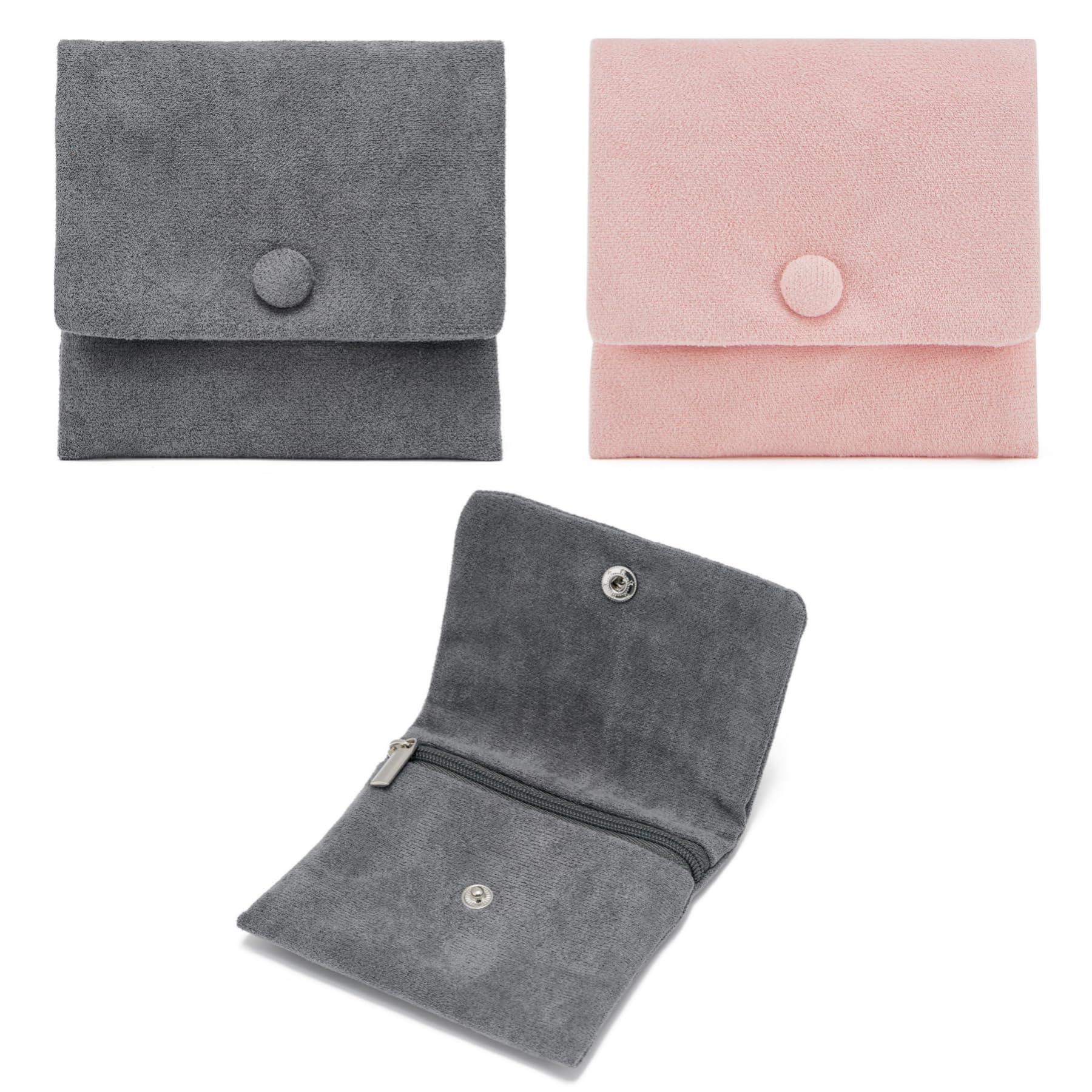 2-Pack Small Velvet Jewelry Pouches with Zipper - 4
