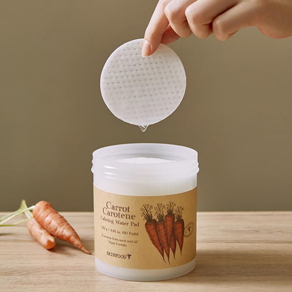Skinfood Carrot Carotene Calming Water Pad Set - 60pcs + 30pcs Refill | Hydrating & Soothing Facial Sheet Masks for Dry & Sensitive Skin | Korean Skincare Routine & Spa Day Essential