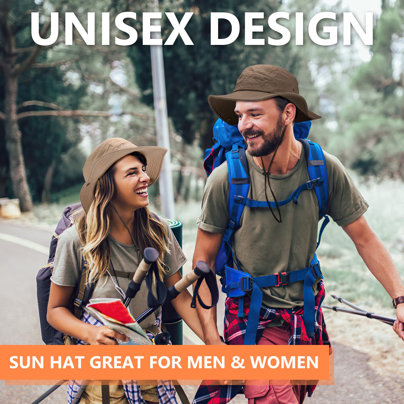 UPF 50+ Sun Hat for Men & Women - Wide Brim Bucket Fishing Hat with Neck Flap, Safari Boonie Hat for Outdoor Activities, Beach, Hiking & Travel