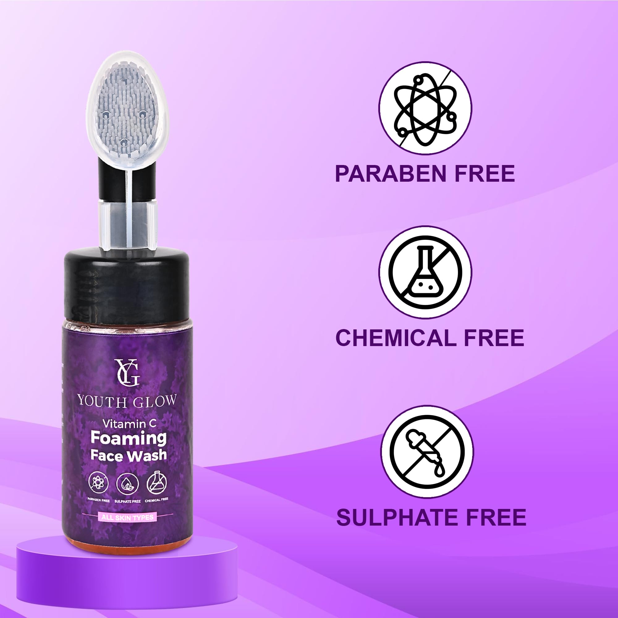 Youth Glow Vitamin C Foaming Face Wash for Glowing Skin - Brightening & Hydrating Cleanser for Teens & Adults | Morning & Night Skincare Routine