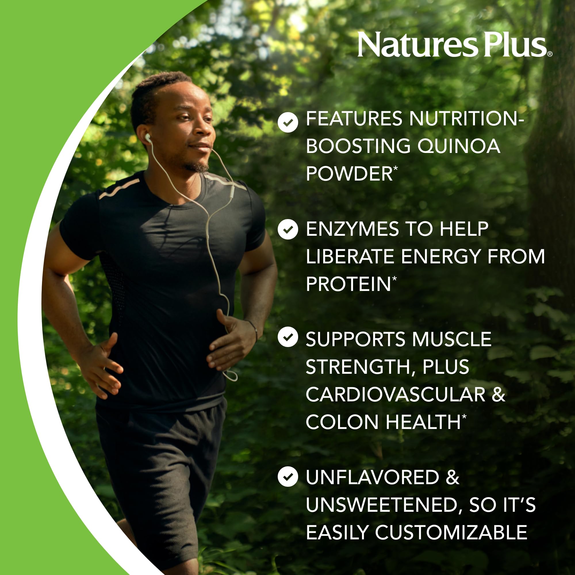Organic Almond Protein Powder by Natures Plus - 1.04 lbs Unflavored, USDA Certified, Non-GMO, Vegan, No Added Sugar - Supports Muscle Recovery, Vegetarian & Gluten-Free (15 Servings) - Perfect for Post-Workout Shakes, Smoothies & Baking