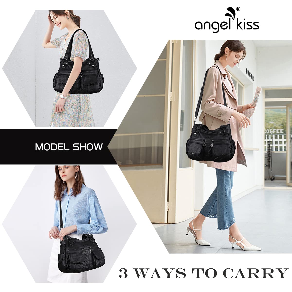 Women's Fashion Washed Leather Handbags - Tote, Shoulder, Top Handle & Satchel Bags for Everyday Use, Work & Travel | Stylish & Durable Purses