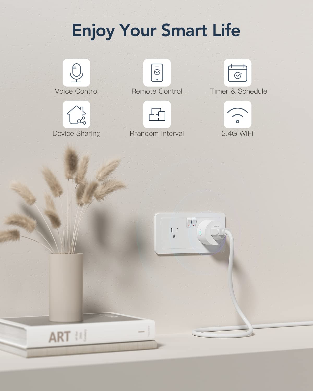 GNCC Smart Plug 2-Pack - Wi-Fi Outlet Works with Alexa & Google Home, Remote Control & Timer, No Hub Required, 2.4GHz WiFi (White) - Perfect for Home Automation & Energy Saving