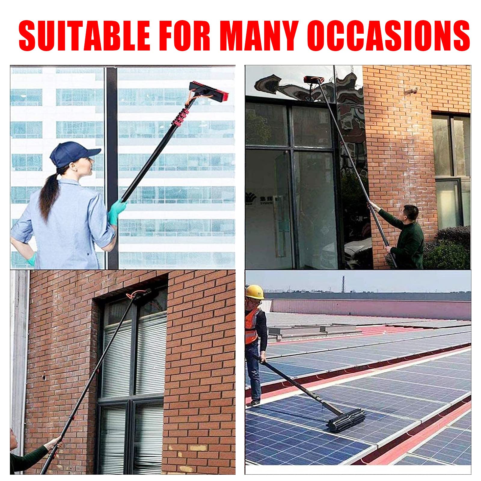 Professional Window Cleaning Pole Kit - 35cm Brush Head, 6m/20FT Extendable Hose-Fed Pole for Windows, Solar Panels & Photovoltaic Cleaning - Perfect for High-Rise Buildings and Hard-to-Reach Areas