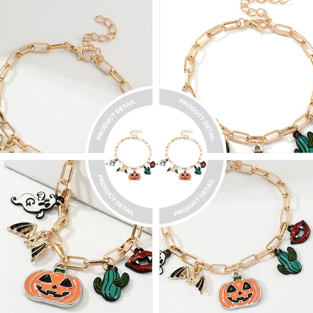 2Pcs Halloween Bracelet Set - Cute Cartoon Bangle Jewelry for Women - Halloween Party Accessories & Gifts - Perfect for Trick or Treat, Costume Parties, and Festive Celebrations