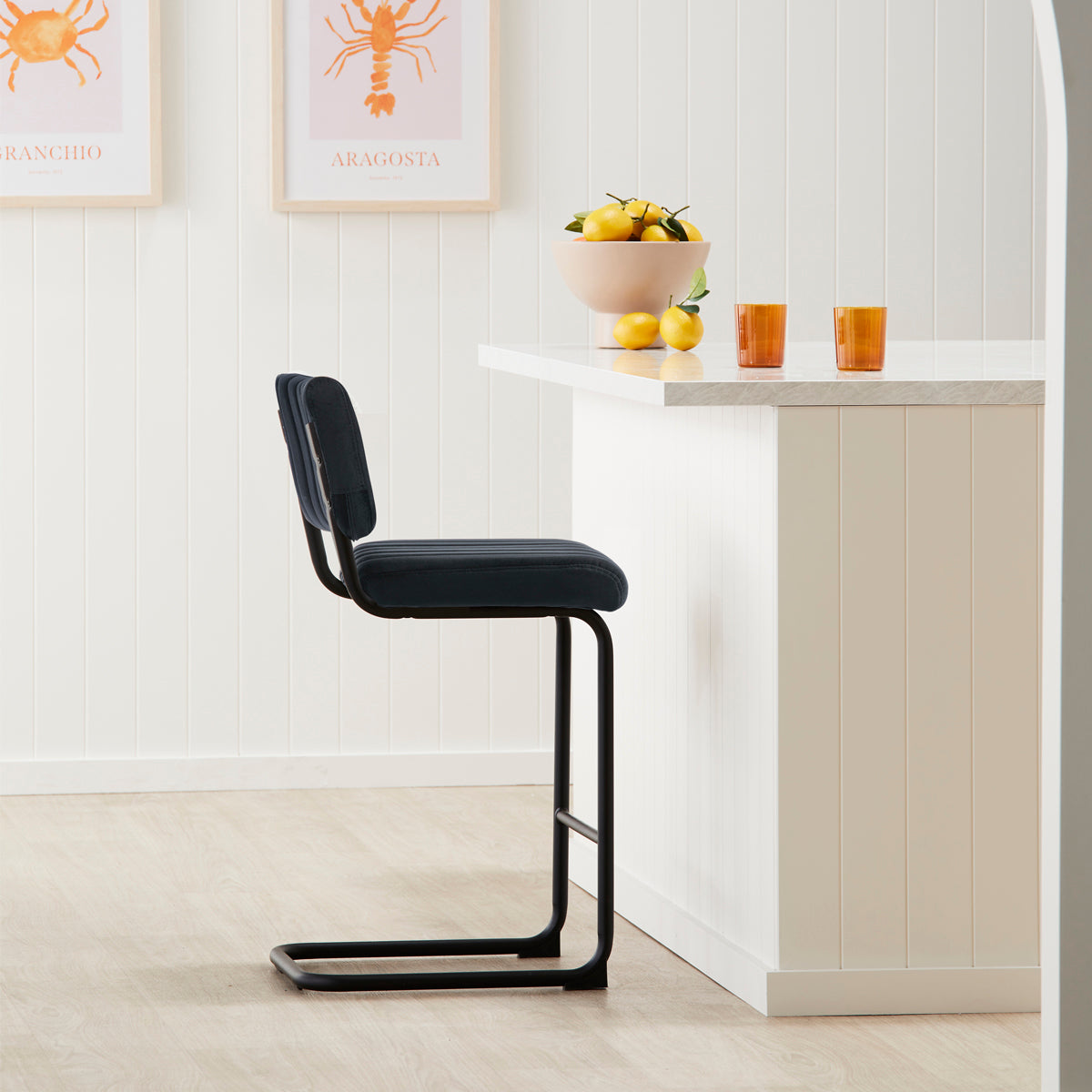 Luxury Blake Velvet Bar Stool - Modern Kitchen Island & Counter Height Stool with Padded Seat - Perfect for Home, Cafe & Restaurant Decor