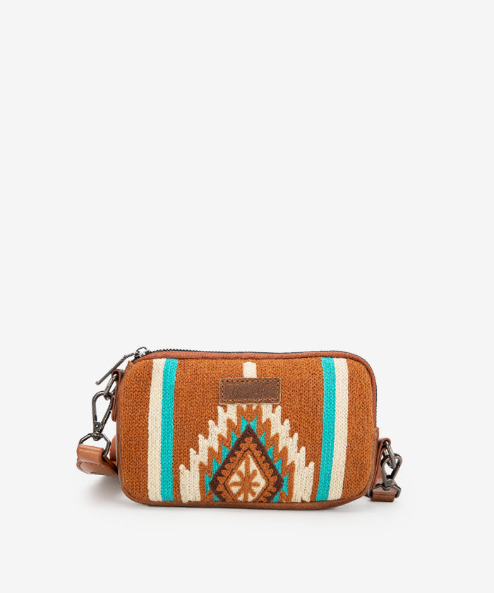 Wrangler Aztec Knitted Mini Crossbody Bag for Women - Stylish Boho Purse with Adjustable Strap, Perfect for Travel, Shopping & Everyday Use