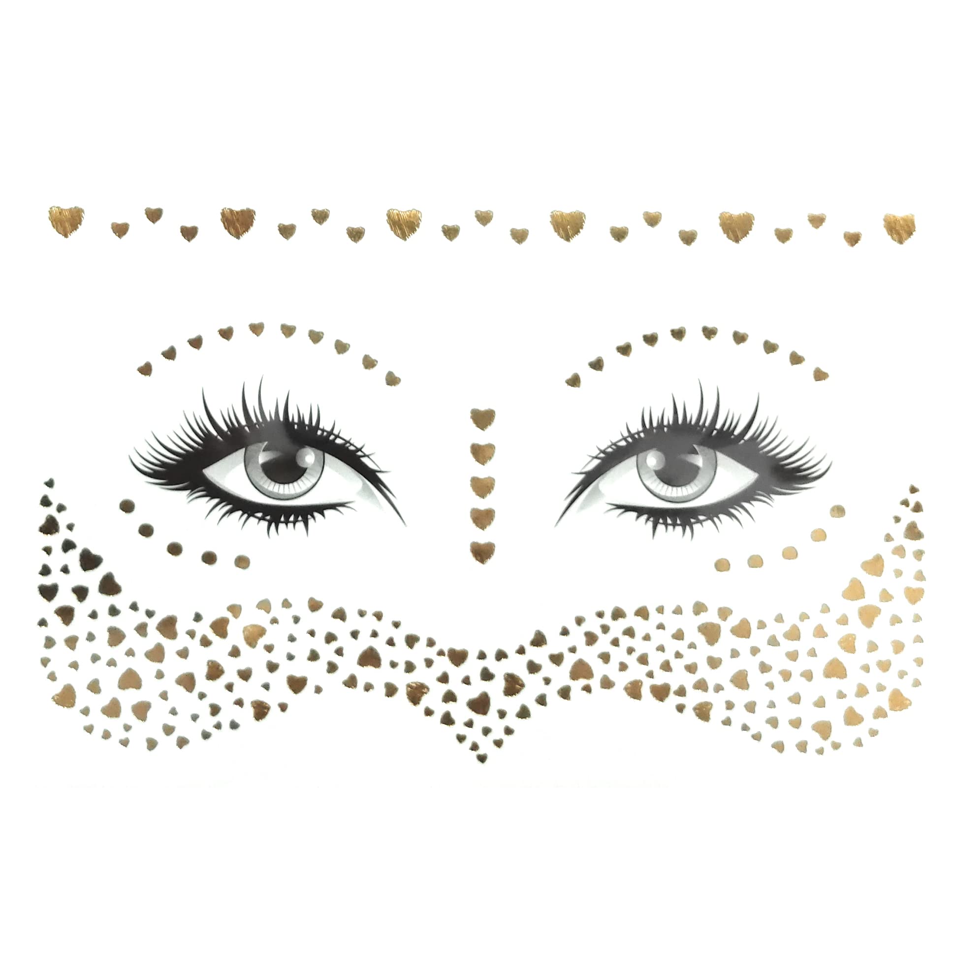 Golden Face Temporary Tattoos - Natural Looking Freckle Tattoos with Heart Designs | Easy to Apply & Remove | Waterproof & Long Lasting | Perfect for Festivals, Cosplay, Halloween & Everyday Makeup Looks