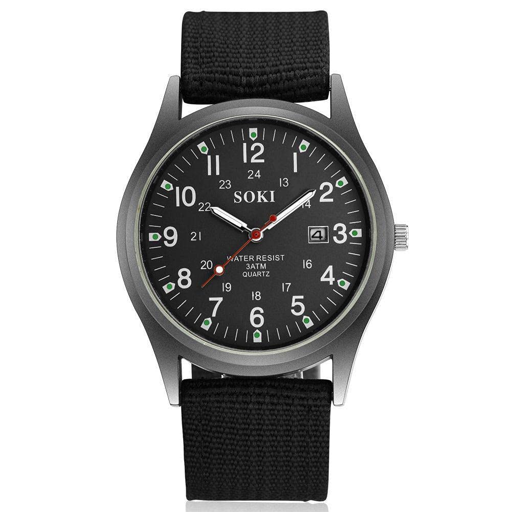 Men's Fashion Quartz Sport Watch - Waterproof Canvas Strap Business Casual Watch for Men & Boys | Perfect for Office, Outdoor Activities & Gifts