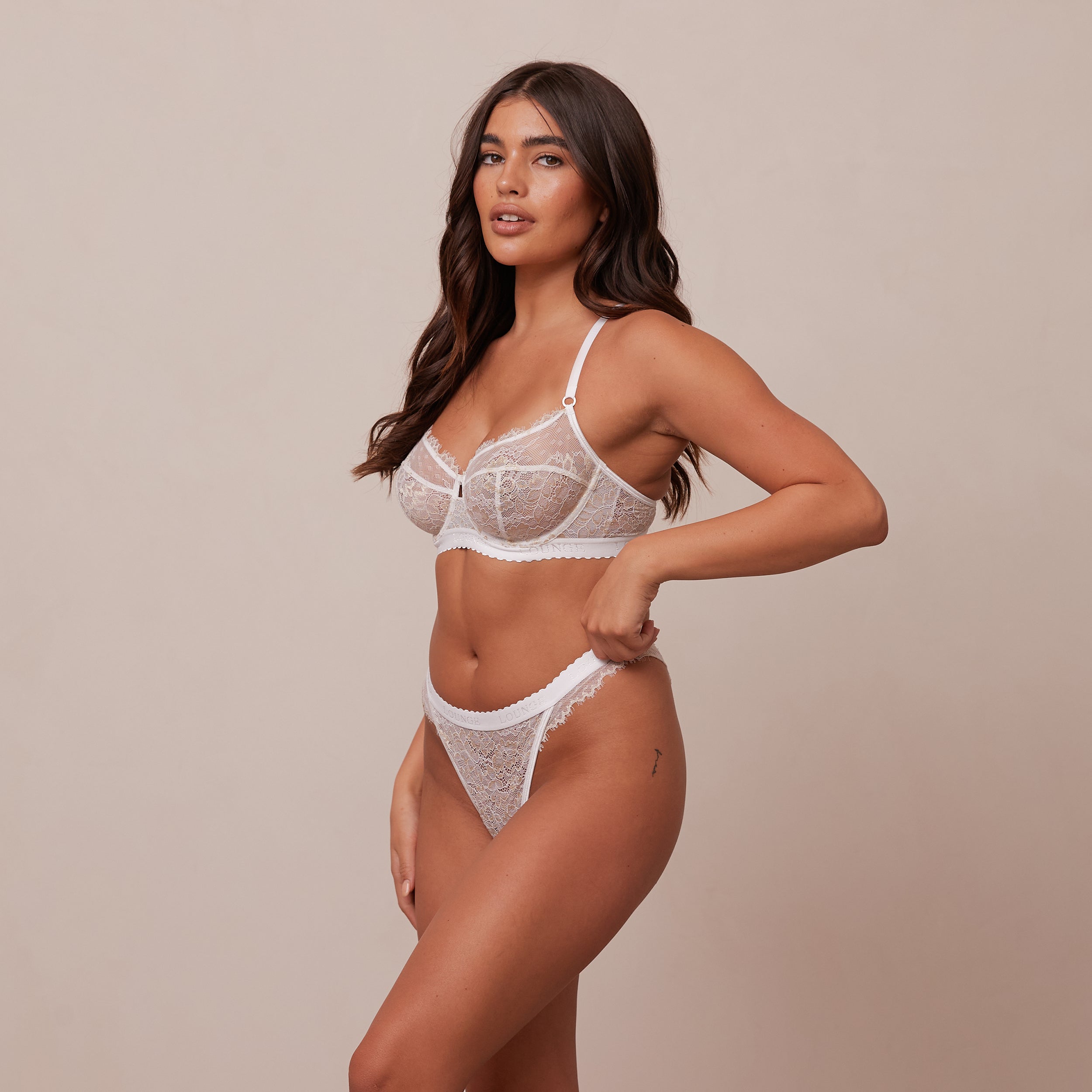 Desire Balcony Bra - Comfortable Wireless Lace Bralette for Women - Perfect for Yoga, Lounge & Everyday Wear - White