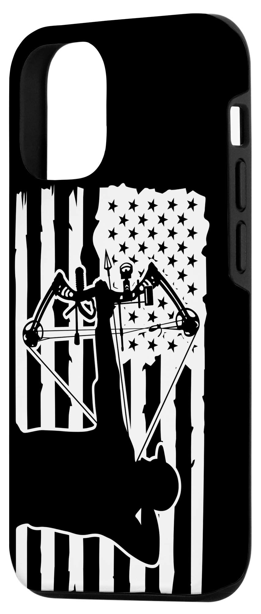 iPhone 12/12 Pro Case - Black American Flag Design for Bow Archery & Hunting Enthusiasts | Perfect Gift for Outdoor Lovers & Patriotic Americans