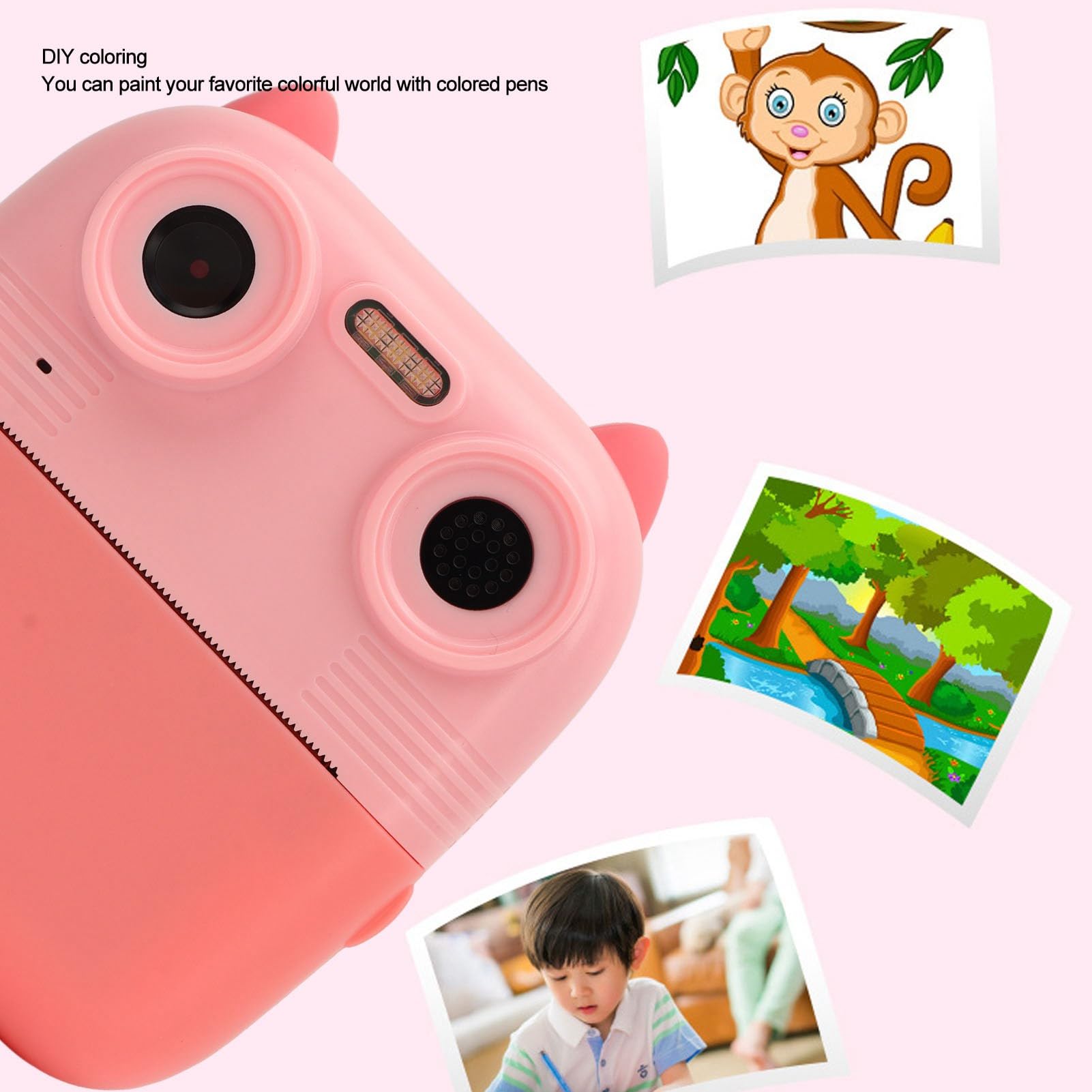 24MP Kids Instant Print Digital Camera - Pink Selfie Camera for Children with Video Recording | Perfect for Birthday Gifts, Travel Memories & School Activities
