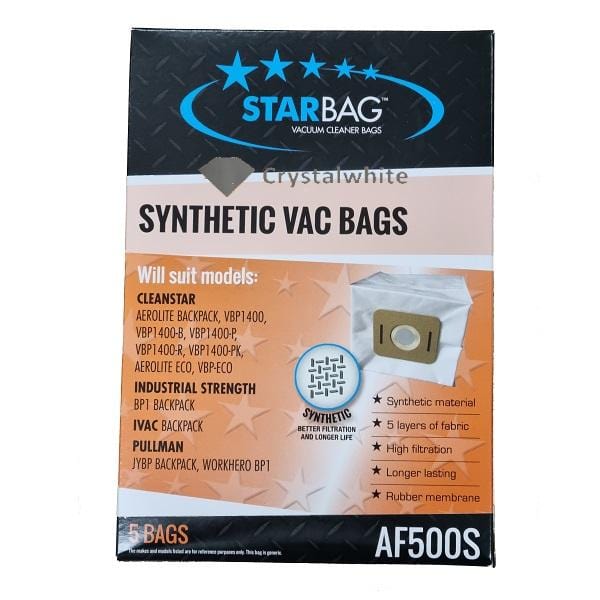 Starbag AF500S Synthetic Vacuum Cleaner Bags - 6 Pack | HEPA Filtration for Dust & Allergens | Compatible with Hoover, Kenmore, Electrolux | Ideal for Home Cleaning & Pet Hair Removal