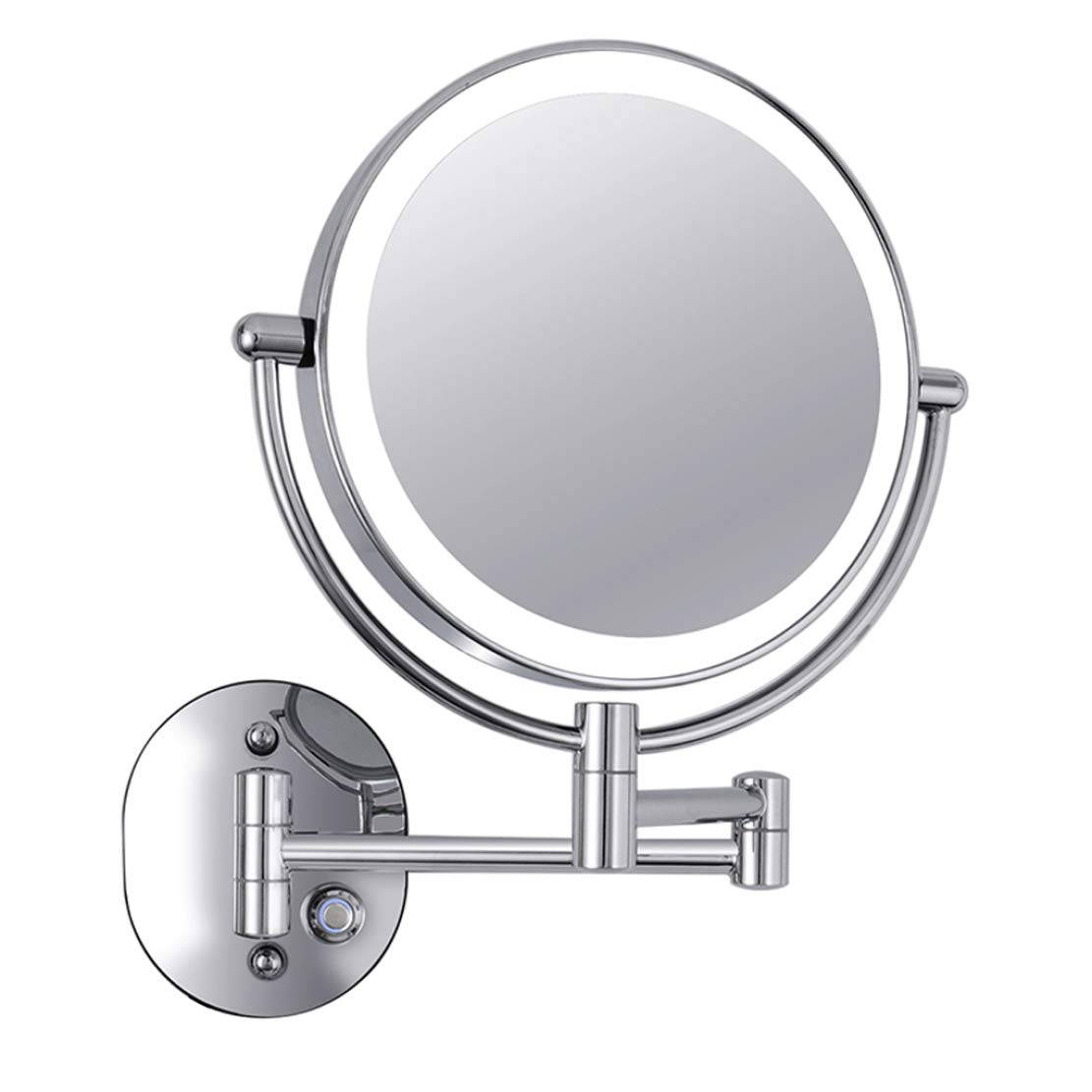 360° Swivel Double-Sided Wall Mount Makeup Mirror with LED Lights - Extendable Vanity Mirror with 3X Magnification for Shaving & Cosmetics - Perfect for Bedroom, Bathroom & Dressing Room - Hardwired Connection