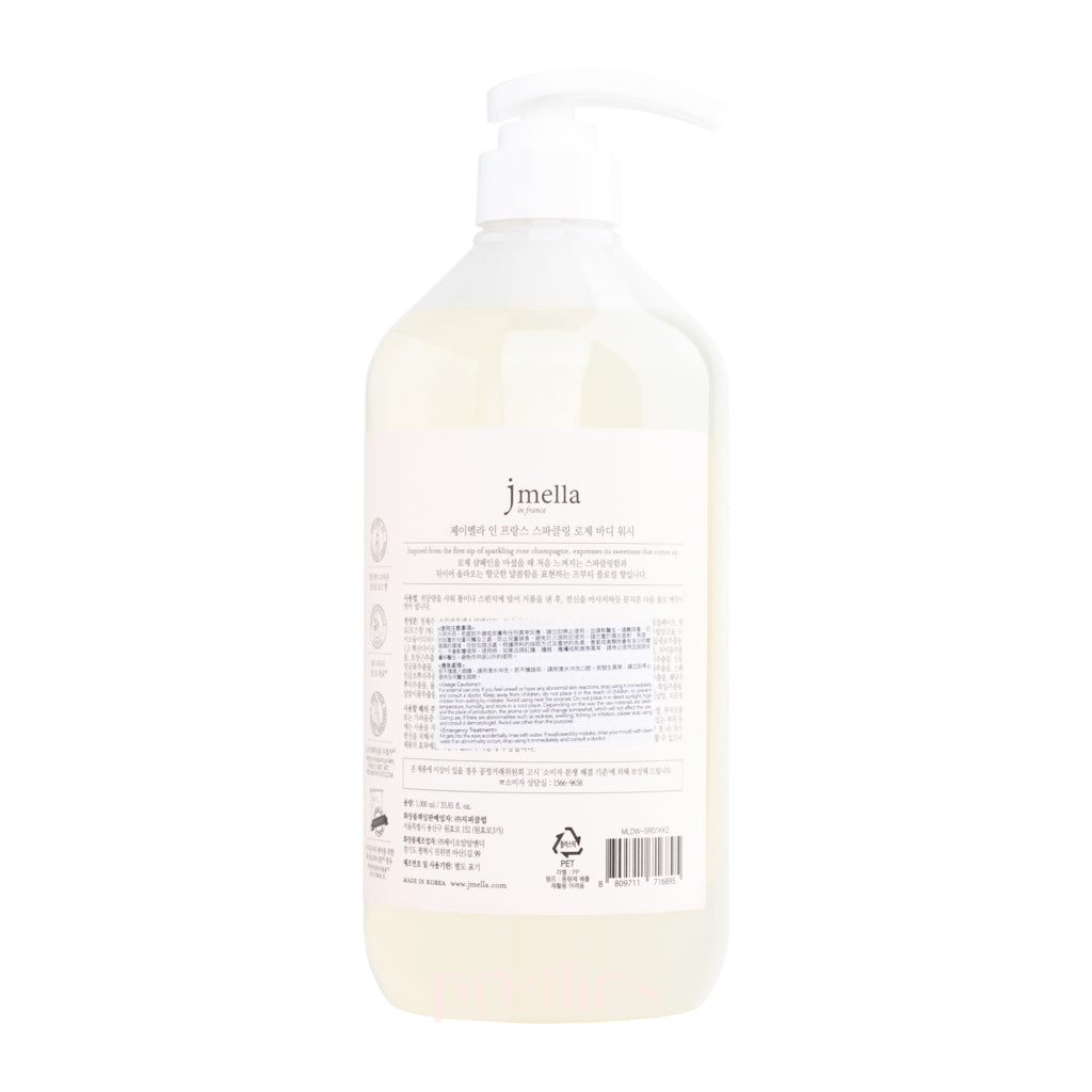 JMella Luxurious Fragrance Body Wash - Sparkling Rose Scent, 33.8oz (1000ml) for Women, Hydrating & Moisturizing Shower Gel - Perfect for Daily Use, Gift Sets & Spa Days